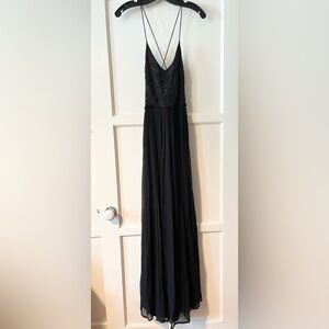 Chan Luu black long chiffon embroidered dress